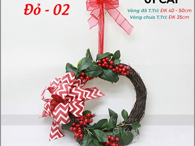 Vòng nguyệt quế Noel Handmade nửa vòng lớn ĐK 40cm VNGQ-X-44